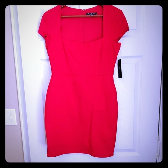 Lulu's Dresses & Skirts - Lulus Frederica Red Square Neck Bodycon Lulu's Dresses & Skirts - Lulus Frederica Red Square Neck Bodycon